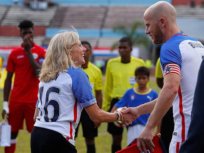 Jill Biden and Michael Bradley in a USMNT friendly in Cuba.